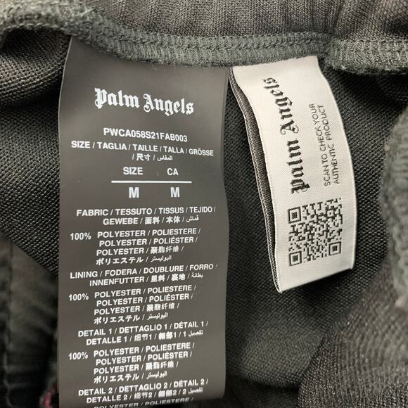 PALM ANGELS Size M Black Multi-Color Stripe Polyester Flared Casual Pants - Picture 4 of 5